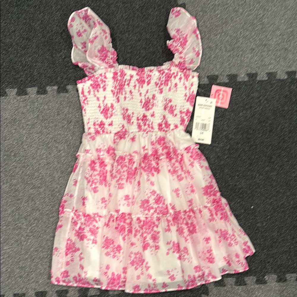 Rare Editions Pink and White Floral Dress